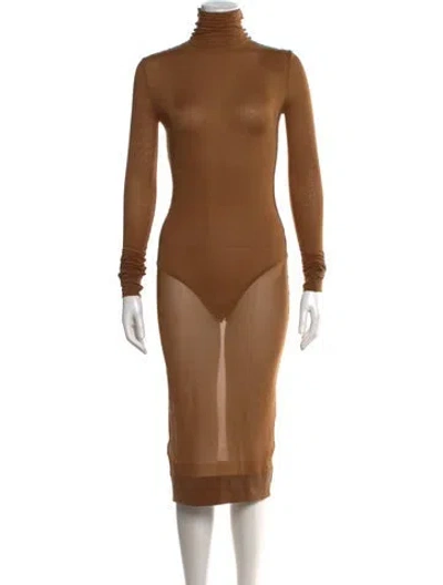 Pre-owned Saint Laurent 2024 Midi Length Dress In Brown