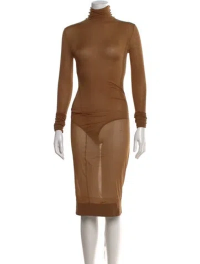 Pre-owned Saint Laurent 2024 Midi Length Dress W/ Tags In Brown
