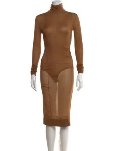 Pre-owned Saint Laurent 2024 Midi Length Dress W/ Tags In Brown
