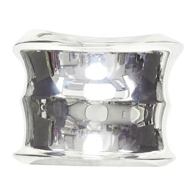 Pre-owned Saint Laurent 2024 Runway Stacked Bamboo Mirror Wide Cuff Bangle Bracelet In Multiple