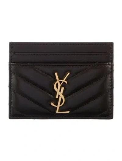 Pre-owned Saint Laurent 2024 Signature Logo Card Holder In Green