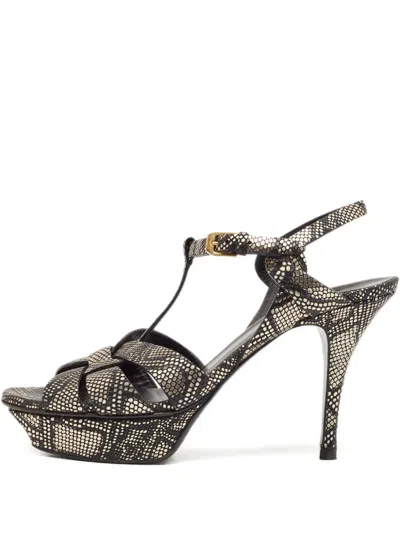 Pre-owned Saint Laurent 2024 Tribute Patent Leather Platform Sandals