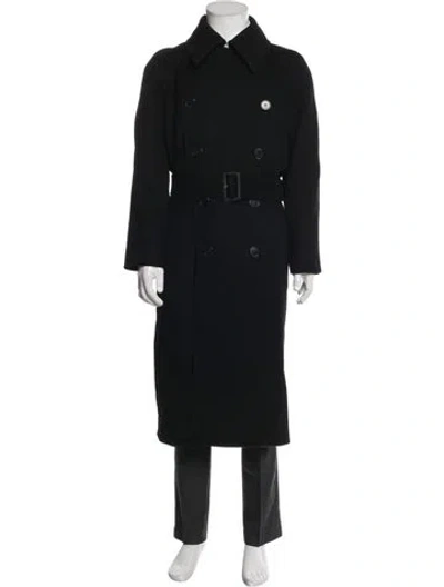 Pre-owned Saint Laurent 2024 Wool Trench Coat In Black