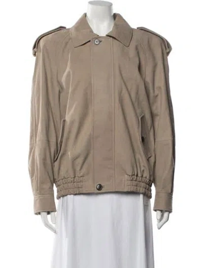 Pre-owned Saint Laurent 2025 Calfskin Bomber Jacket W/ Tags In Neutrals