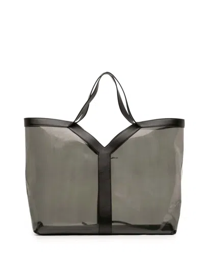Pre-owned Saint Laurent 2025 Maxi Pvc Transparent Y Tote Bag In Gray