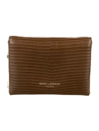Pre-owned Saint Laurent 2025 Signature Logo Wallet In Brown