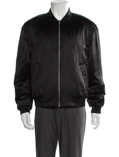 Pre-owned Saint Laurent 2025 Silk Bomber Jacket In Black