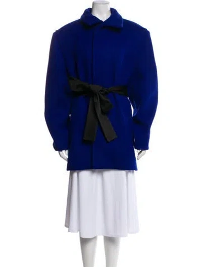 Pre-owned Saint Laurent 2025 Wool Peacoat In Blue