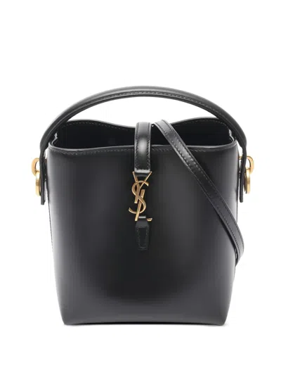 Pre-owned Saint Laurent 20s Mini Baguette Leather Handbag In Black