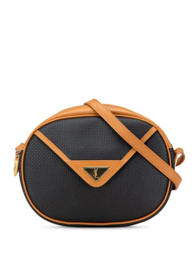 Pre-owned Saint Laurent 20th Century Coated Canvas Crossbody Bag In Black
