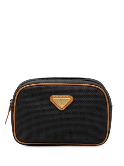 Pre-owned Saint Laurent 20th Century Coated Canvas Pouch In Black