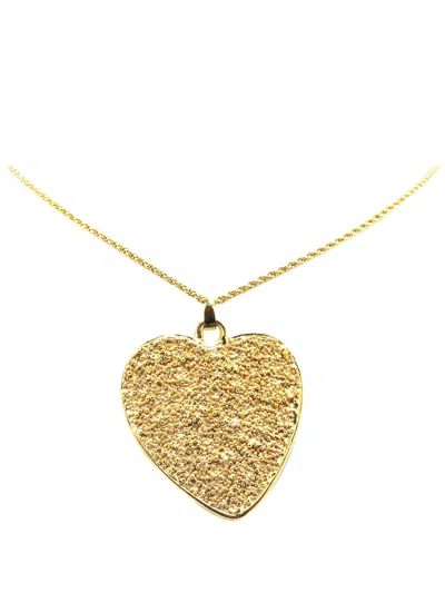 Pre-owned Saint Laurent 20th Century Gold Plated Heart Pendant Necklace Costume Necklace