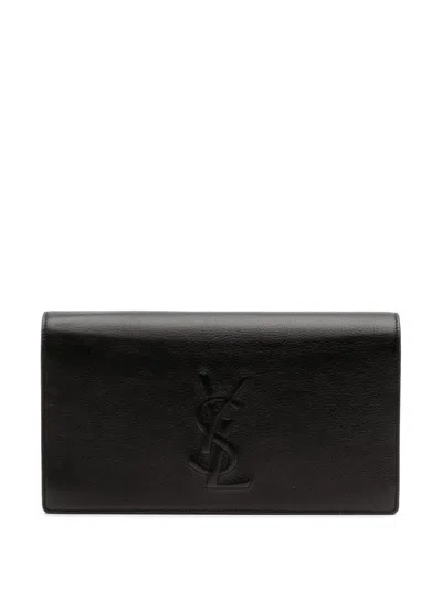 Pre-owned Saint Laurent 20th Century Large Calfskin Belle Du Jour Clutch Bag In Black
