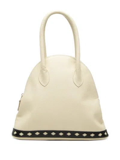 Pre-owned Saint Laurent 20th Century Leather Dome Diamond Cut Handbag In White