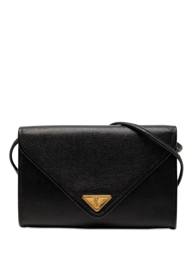Pre-owned Saint Laurent 20th Century Leather Envelope Flap Crossbody Bag In Black
