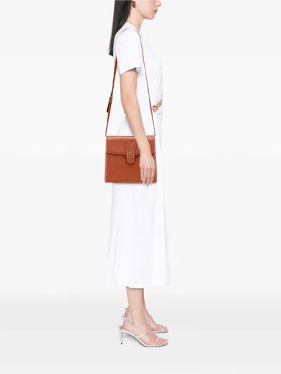 Pre-owned Saint Laurent 20th Century Leather Monogram Crossbody Bag In Brown