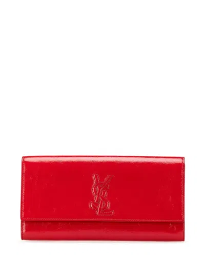 Pre-owned Saint Laurent 20th Century Patent Belle De Jour Clutch Bag In Red