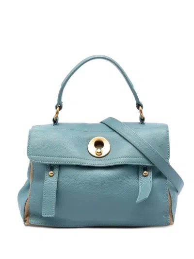 Pre-owned Saint Laurent 20th Century Small Leather Muse Two Satchel In Blue