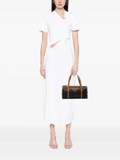 Pre-owned Saint Laurent 20th Century Weave Canvas Boston Bag In Black