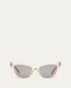 Saint Laurent 214 Kate Acetate Cat-eye Sunglasses In Shiny Transparent Nude