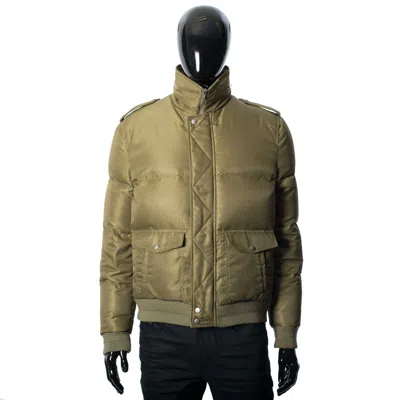 Pre-owned Saint Laurent 2590$ Khaki Quilted Goose Down Jacket - Epaulettes, Multi Pockets In Green