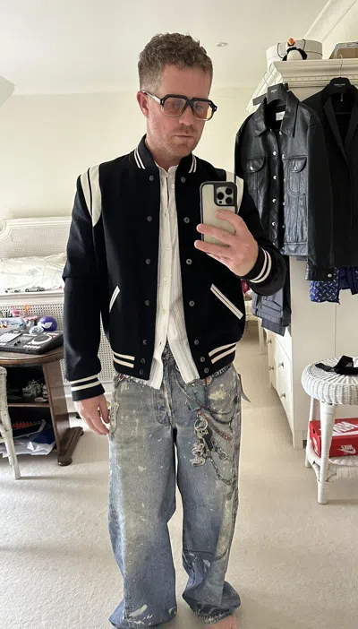 Pre-owned Saint Laurent $2890  Classic Teddy Jacket 48 In Black