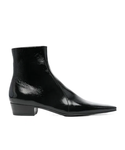 Saint Laurent 35mm Patent-leather Ankle Boots In Black