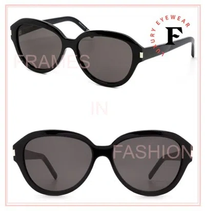 Pre-owned Saint Laurent 400 Ysl Sl400 Black Oval Classic Sunglasses Unisex 001 In Gray