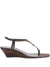 Saint Laurent Cassandra Leopard Ysl Wedge Sandals