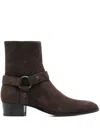 Saint Laurent Wyatt Boots And Ankle Boots Brown In Brown