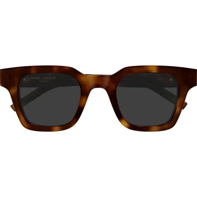 Saint Laurent Corner Angle 47mm Square Sunglasses In Brown