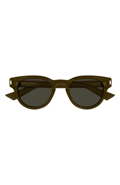 Saint Laurent 48mm Small Round Sunglasses In Brown