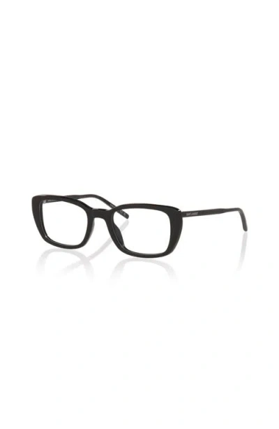 Saint Laurent 49mm Rectangle Optical Glasses In Black