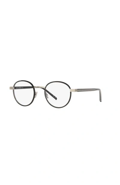 Saint Laurent 49mm Round Optical Glasses In Black