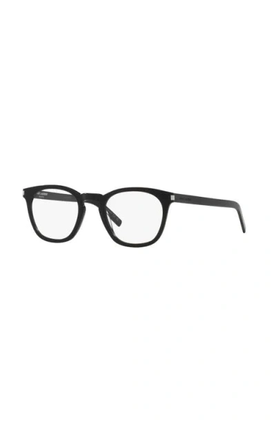 Saint Laurent 49mm Round Optical Glasses In Black