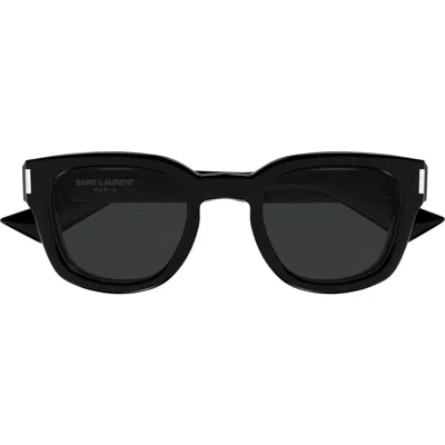 Saint Laurent 49mm Small Round Sunglasses In Black