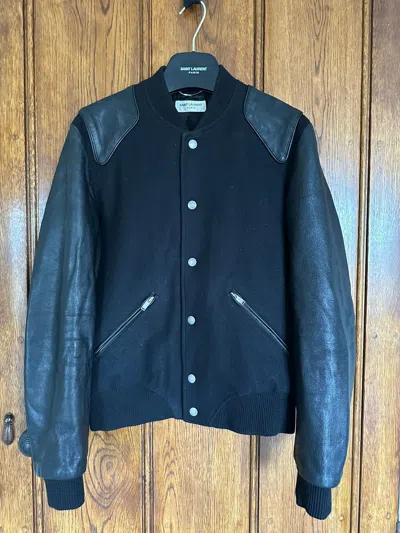 Pre-owned Saint Laurent $4k Ss18  Heaven Black Leather Teddy