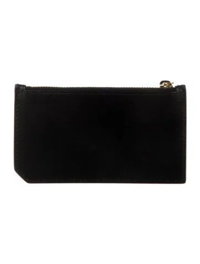 Pre-owned Saint Laurent 5 Fragments Leather Wallet In Black