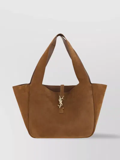 Saint Laurent 5 To 7 Bea Leather Tote Bag In Brown