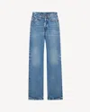 Saint Laurent V-waist Long Baggy Jeans In Blue