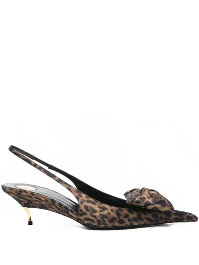 Saint Laurent Dakota Mules Mit Schleifendetail 50mm In Brown