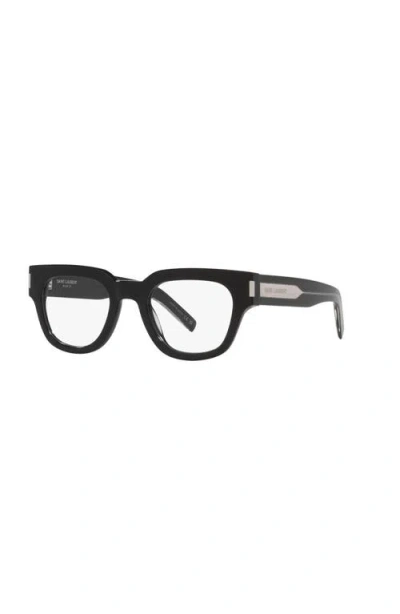 Saint Laurent 50mm Rectangle Optical Glasses In Black