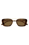 Saint Laurent 50mm Rectangular Sunglasses In Brown