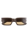 Saint Laurent 50mm Rectangular Sunglasses In Brown