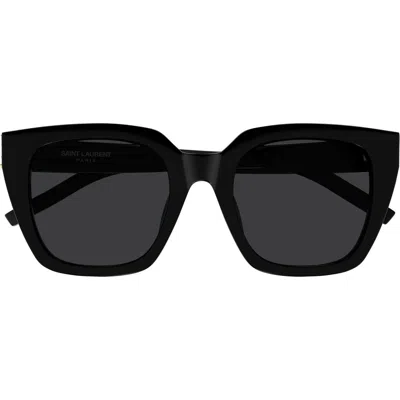 Saint Laurent Sl M143 Linea Monogram 001 Black Black Sunglasses In Crl
