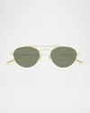 Saint Laurent 51mm Metal Aviator Sunglasses In Gold