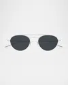 Saint Laurent Silver-silver-grey Metal Sunglasses In Silver