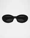 Saint Laurent Black-black-black Recycled Acetate Sunglasses In Black