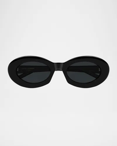 SAINT LAURENT 52MM OVAL ACETATE SUNGLASSES