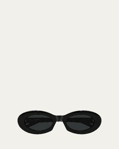 Saint Laurent 52mm Oval Acetate Sunglasses In Black